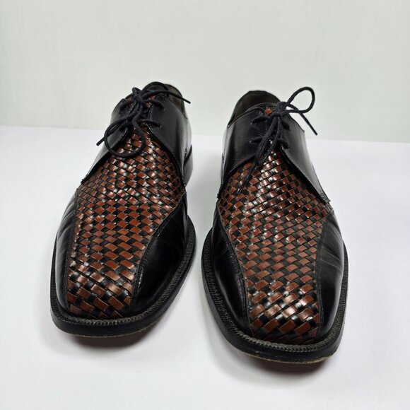 Rangoni Firenze Men's Black Leather Woven Oxfords, Sz 9M - Picture 4 of 10